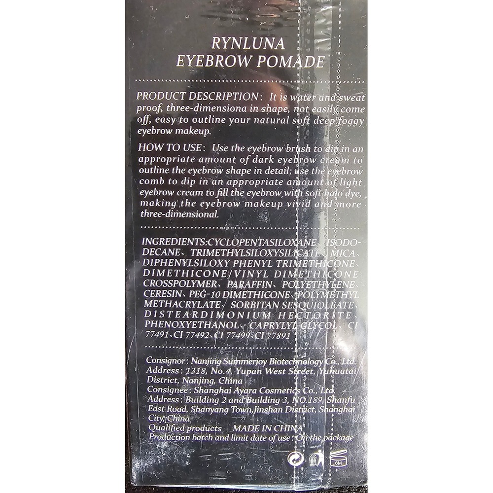 RYNLUNA Eyebrow Pomade 02 Dark Brown Waterproof Sweatproof Brow Cream 3.5g NEW - Picture 3 of 5
